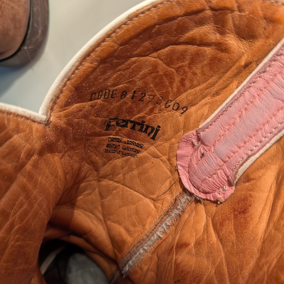 Ferrini Womens Size 10 B Pink White Leather Cowboy Western Boots Need Resole - Picture 6 of 9